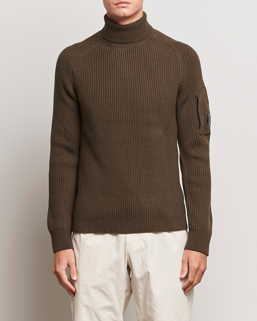 Herr | C.P. Company | C.P. Company | Full Rib Knitted Cotton Rollneck Brown