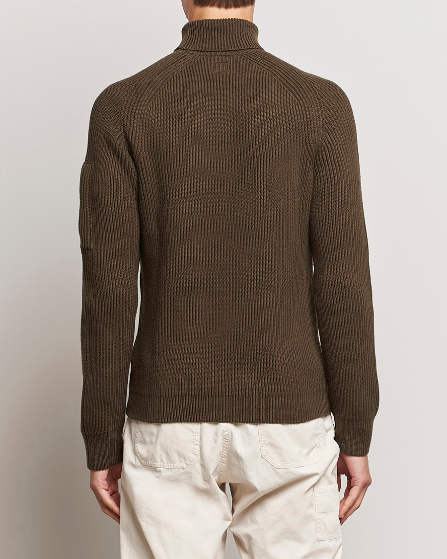 Herr | Tröjor | C.P. Company | Full Rib Knitted Cotton Rollneck Brown