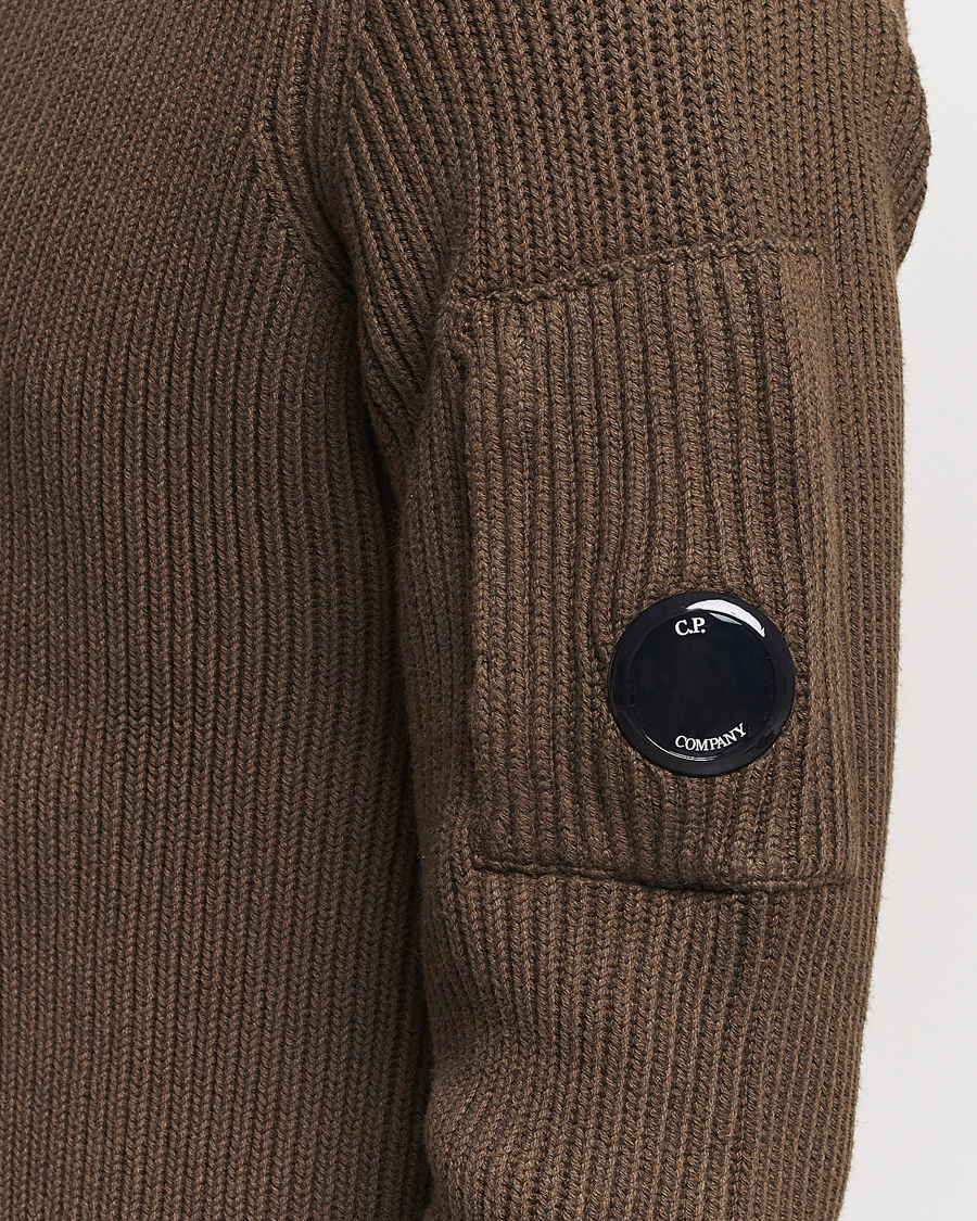 Herr | Tröjor | C.P. Company | Full Rib Knitted Cotton Rollneck Brown