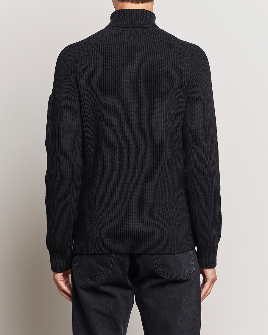 Herr | Tröjor | C.P. Company | Full Rib Knitted Cotton Rollneck Black