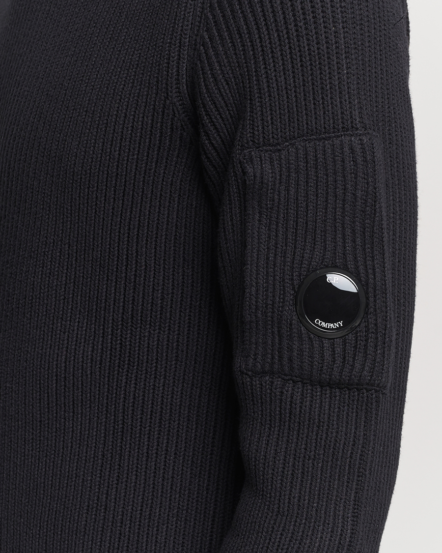 Herr | Tröjor | C.P. Company | Full Rib Knitted Cotton Rollneck Black