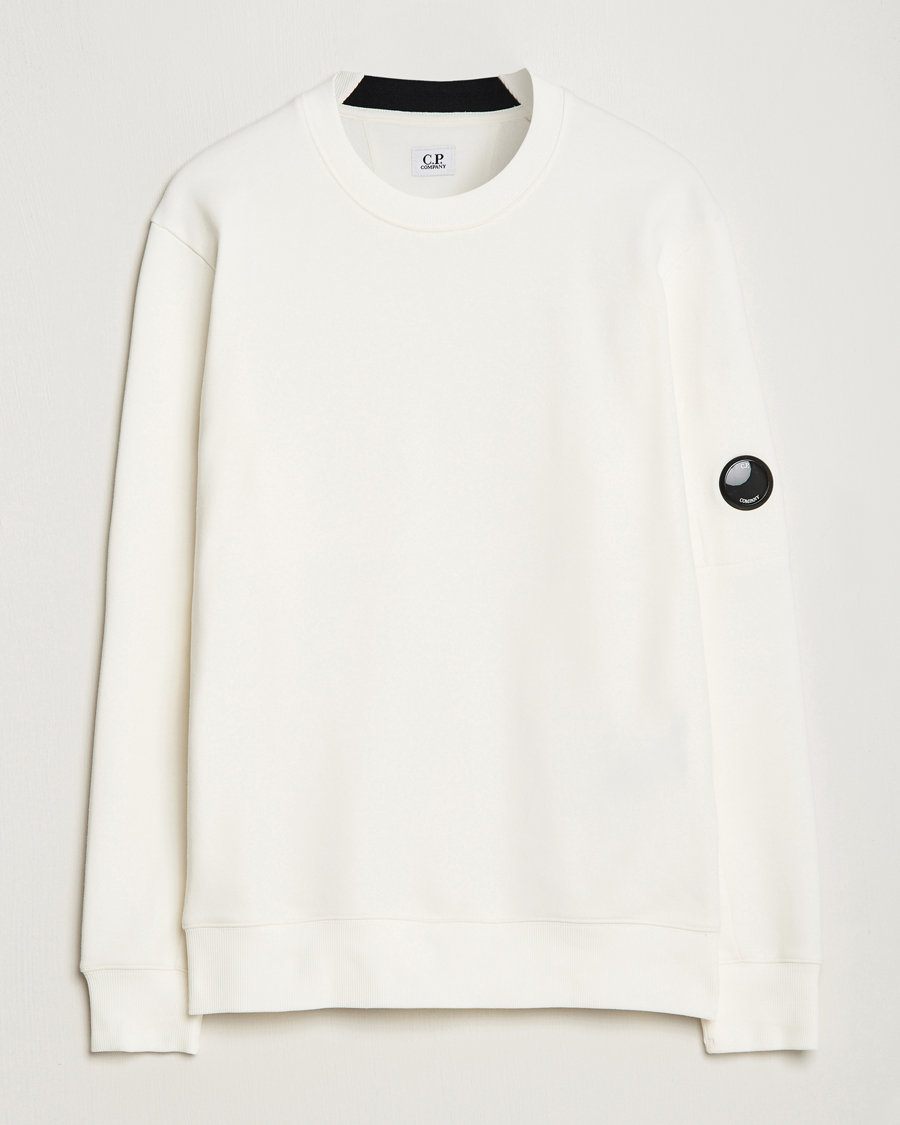 Herr | Tröjor | C.P. Company | Diagonal Raised Fleece Lens Sweatshirt White