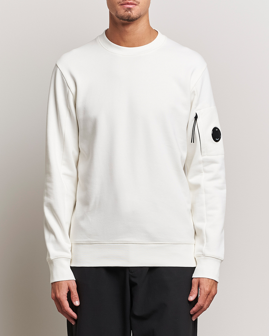 Herr | Tröjor | C.P. Company | Diagonal Raised Fleece Lens Sweatshirt White