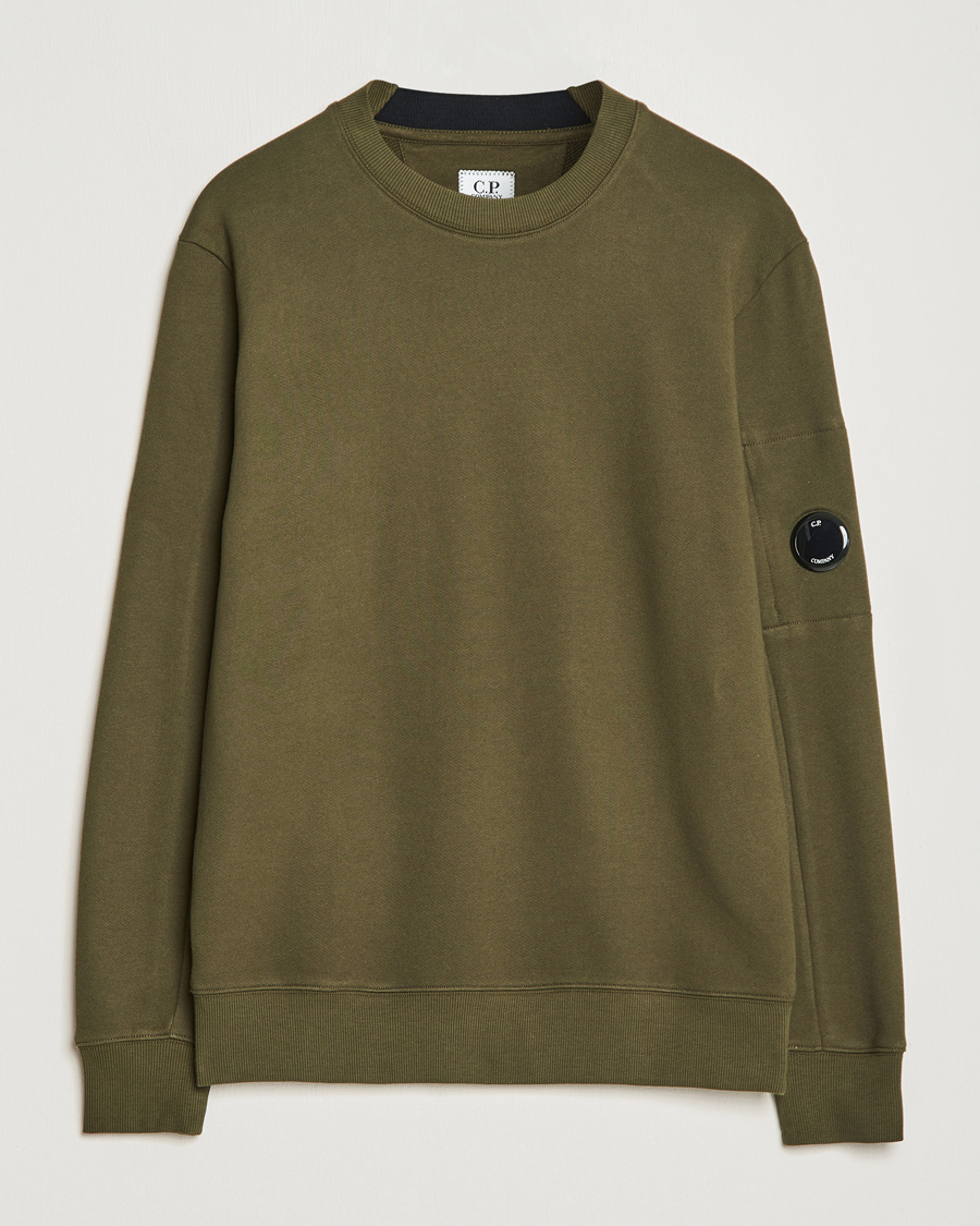 Herr | Tröjor | C.P. Company | Diagonal Raised Fleece Lens Sweatshirt Military Green