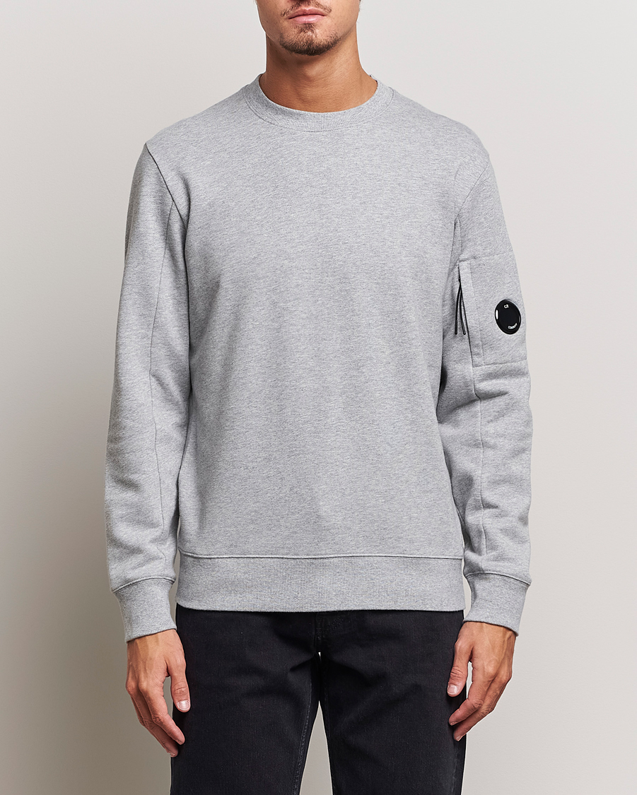 Herr | C.P. Company | C.P. Company | Diagonal Raised Fleece Lens Sweatshirt Grey Melange