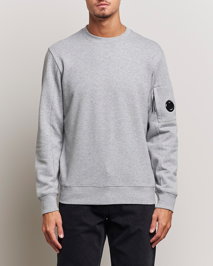 Herr | Grå Sweatshirts | C.P. Company | Diagonal Raised Fleece Lens Sweatshirt Grey Melange