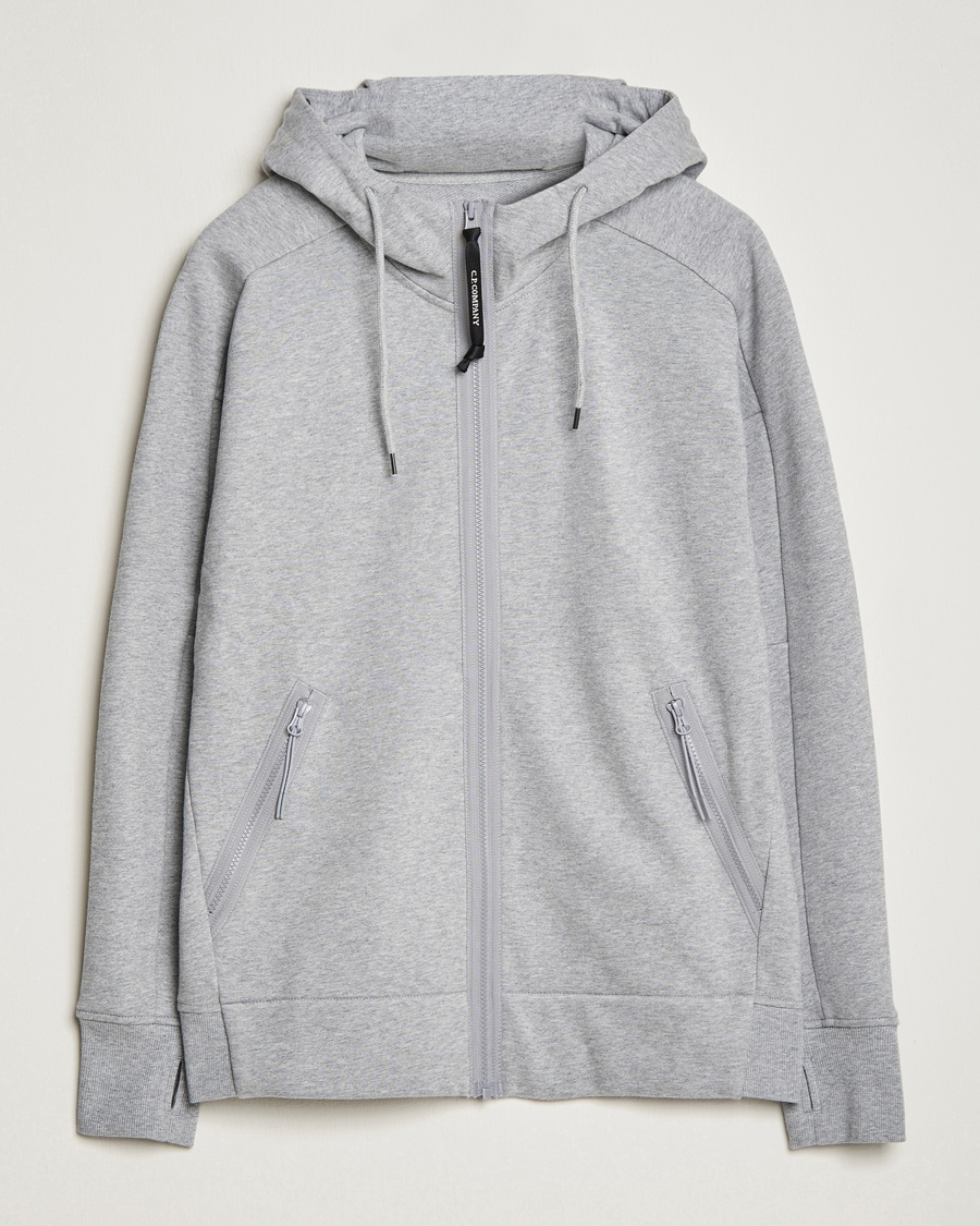 Herr | Tröjor | C.P. Company | Diagonal Raised Fleece Full Zip Goggle Hoodie Grey