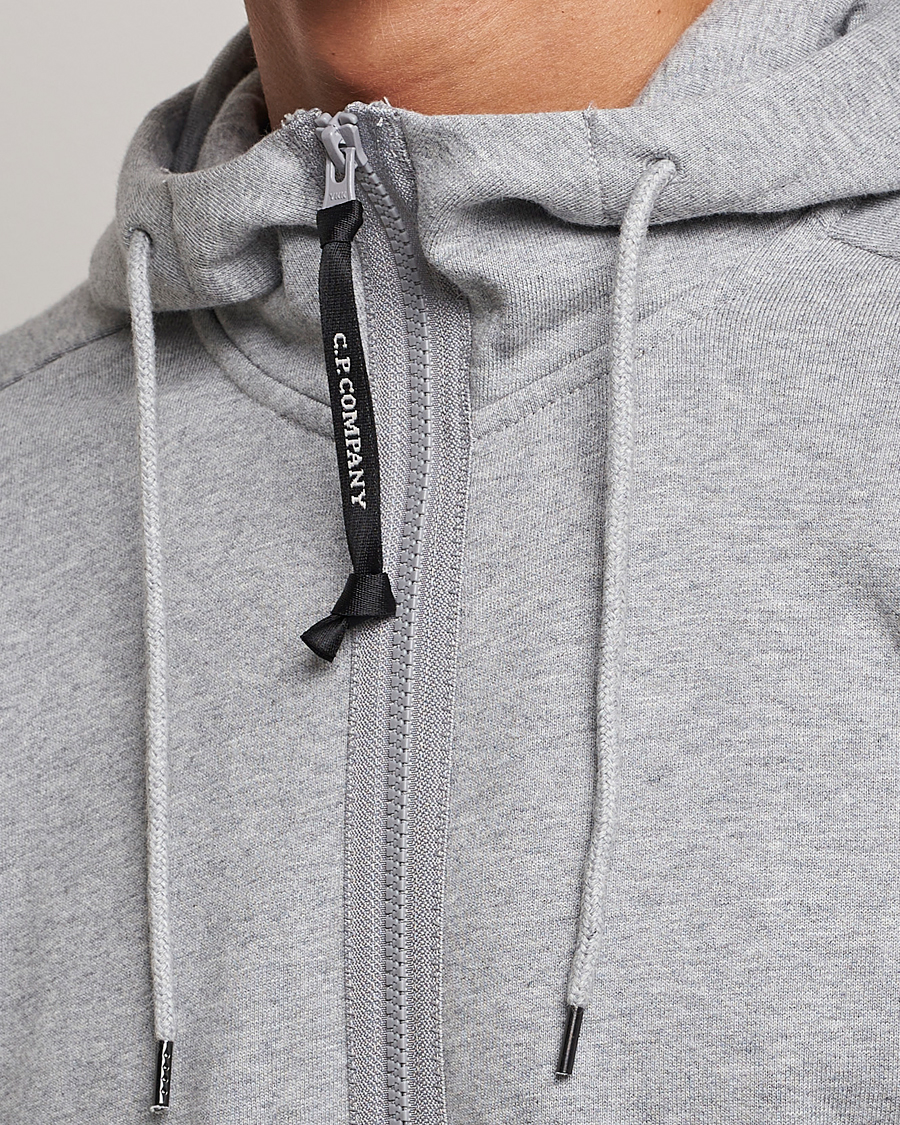 Herr | Tröjor | C.P. Company | Diagonal Raised Fleece Full Zip Goggle Hoodie Grey