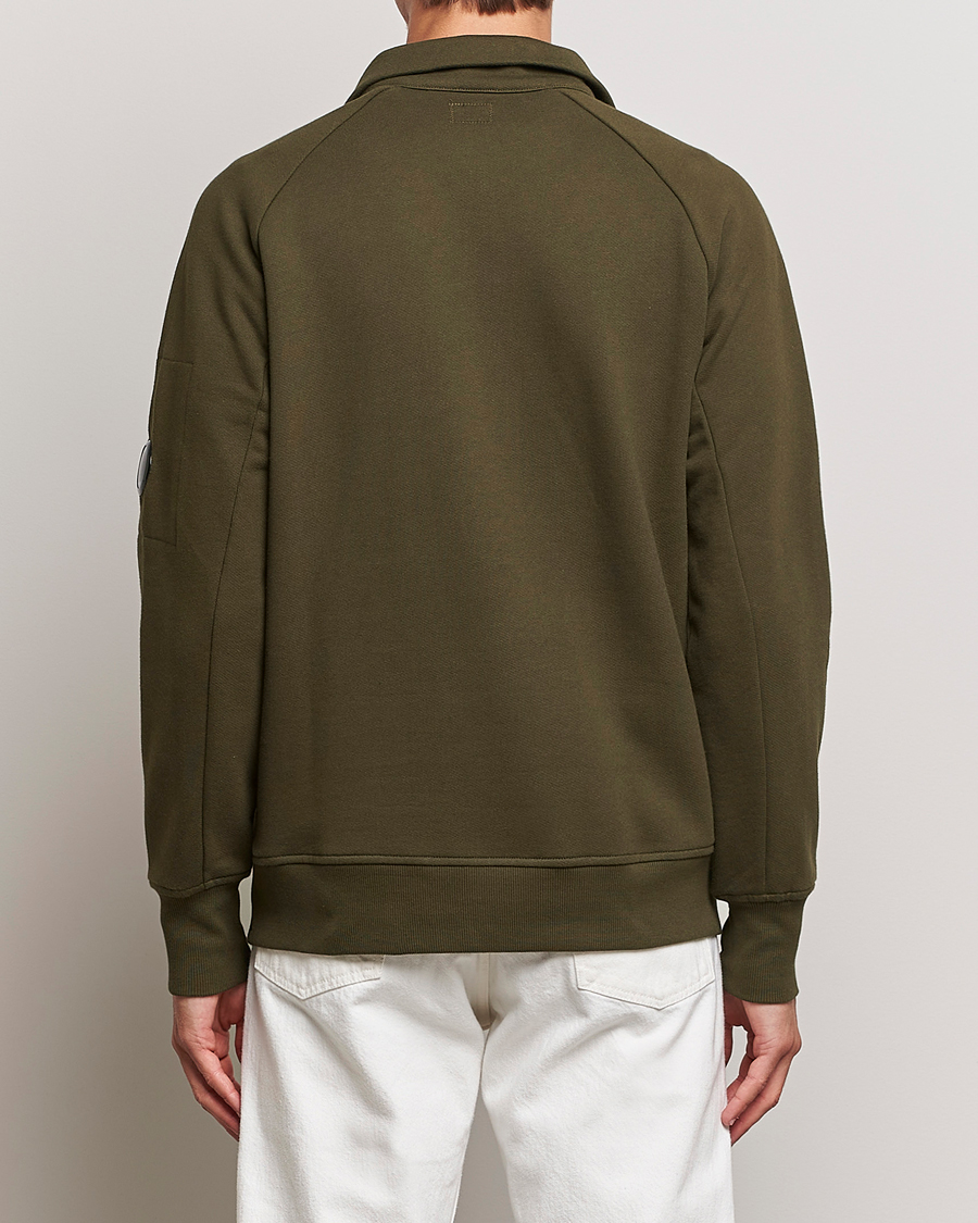 Herr | Tröjor | C.P. Company | Diagonal Raised Fleece Half Zip Lens Sweatshirt Green