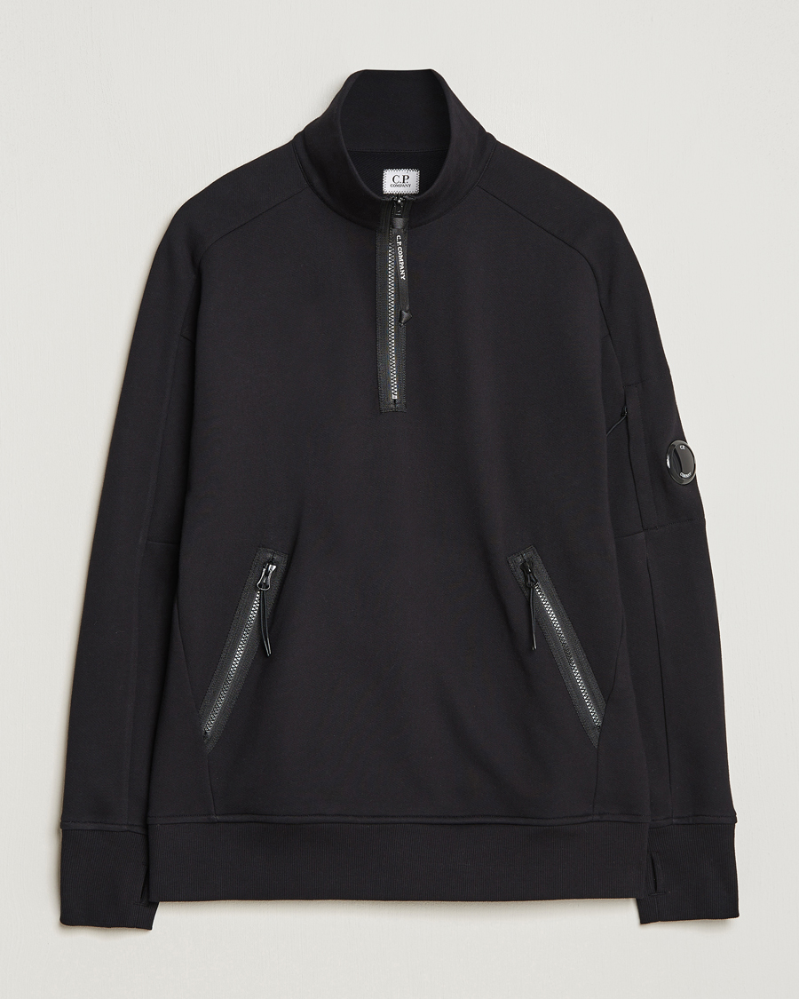 Herr |  | C.P. Company | Diagonal Raised Fleece Half Zip Lens Sweatshirt Black
