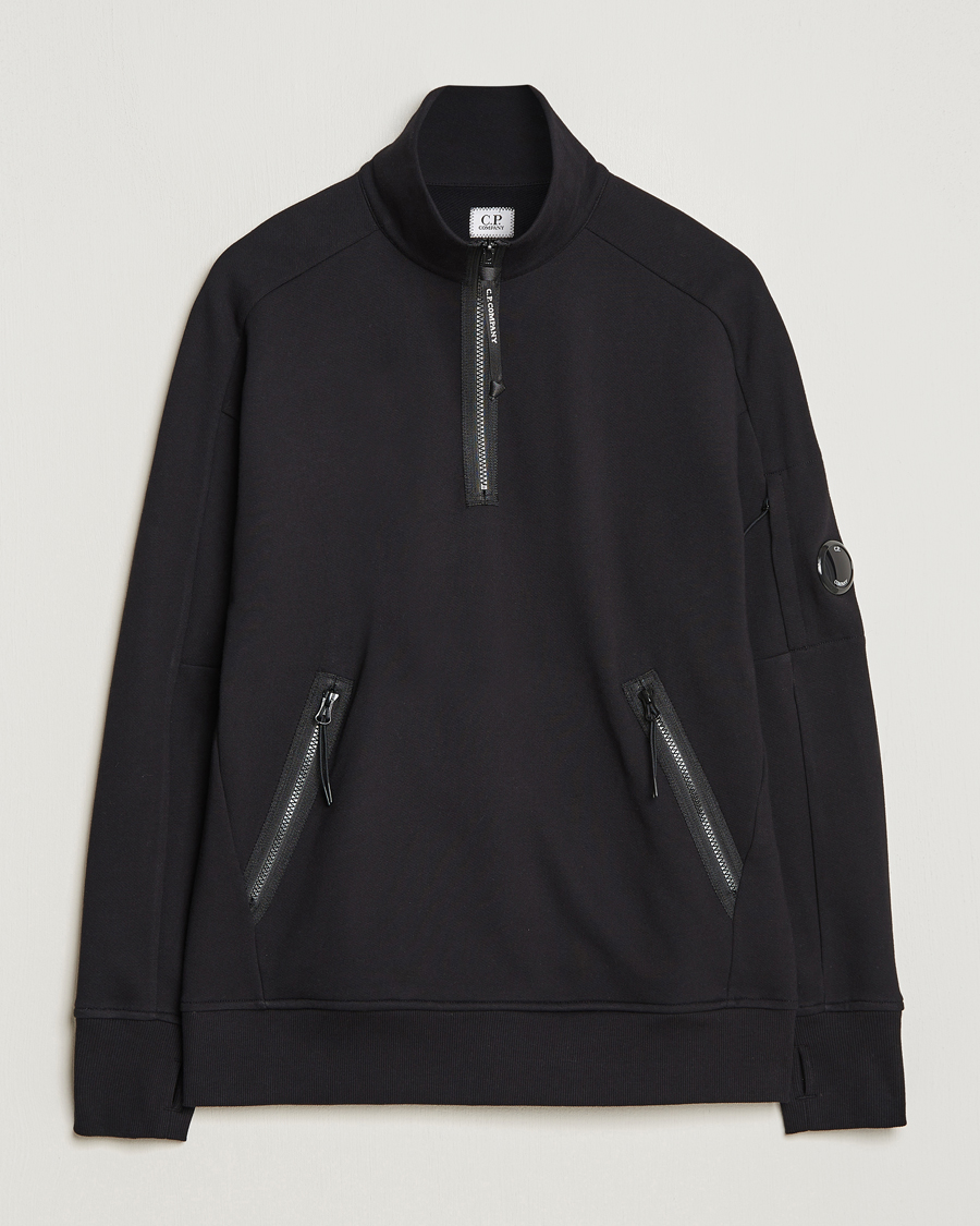 Herr | Tröjor | C.P. Company | Diagonal Raised Fleece Half Zip Goggle Hoodie Black
