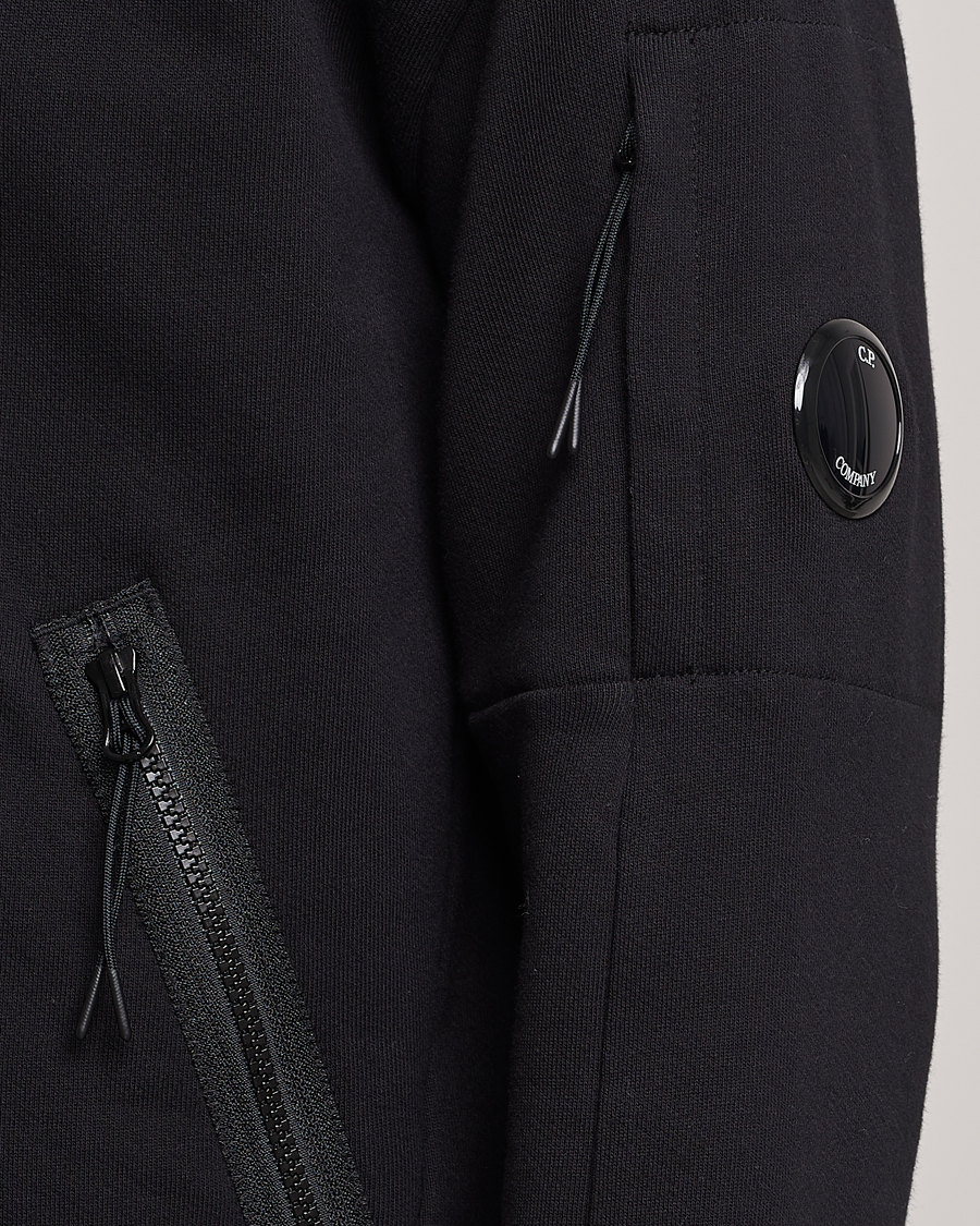 Herr | Tröjor | C.P. Company | Diagonal Raised Fleece Half Zip Goggle Hoodie Black