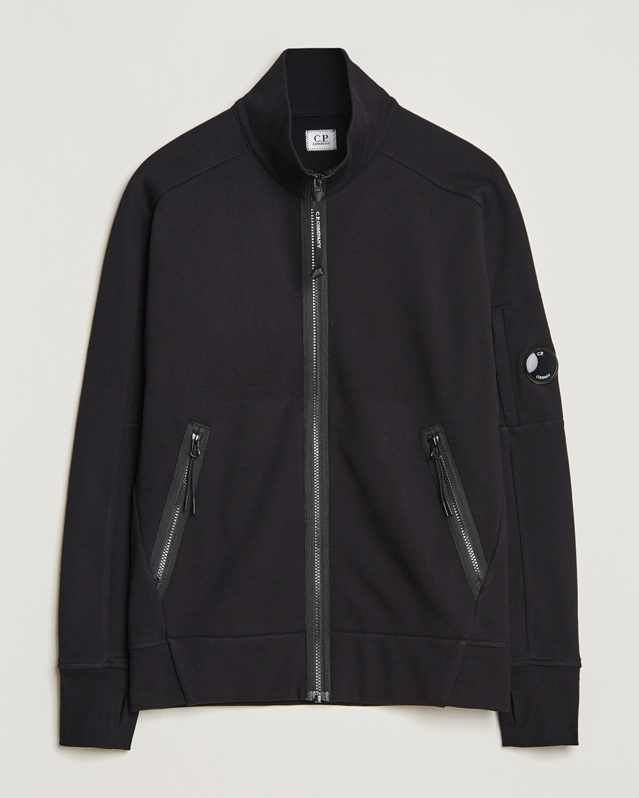 Herr | Tröjor | C.P. Company | Diagonal Raised Fleece Full Zip Lens Sweatshirt Black