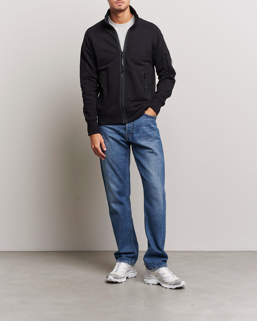 Herr | Tröjor | C.P. Company | Diagonal Raised Fleece Full Zip Lens Sweatshirt Black