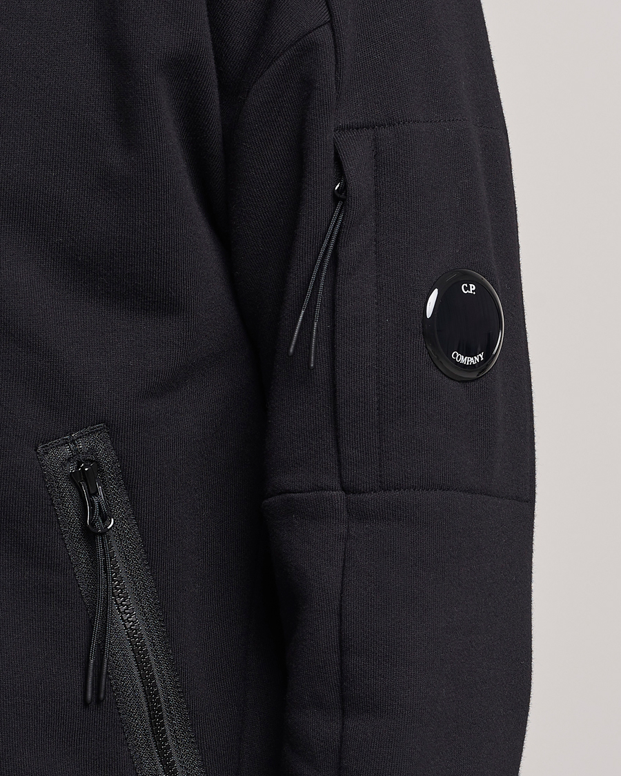 Herr | Tröjor | C.P. Company | Diagonal Raised Fleece Full Zip Lens Sweatshirt Black