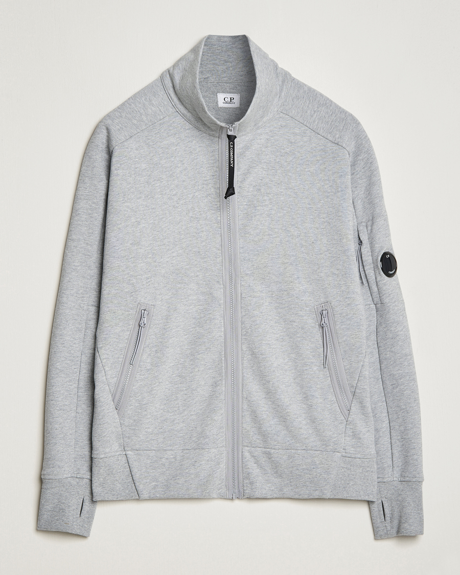 Herr | Tröjor | C.P. Company | Diagonal Raised Fleece Full Zip Lens Sweatshirt Grey