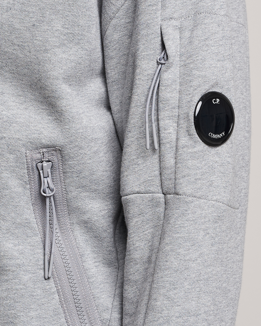 Herr | Tröjor | C.P. Company | Diagonal Raised Fleece Full Zip Lens Sweatshirt Grey