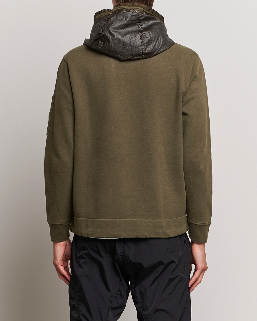 Herr | Tröjor | C.P. Company | Diagonal Raised Fleece Hooded Open Lens Sweatshirt Green