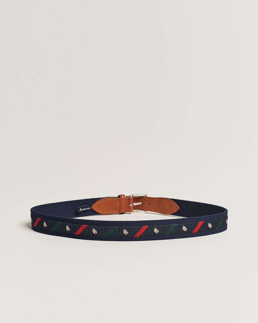 Herr |  | Anderson's | Woven Cotton/Leather Belt Navy