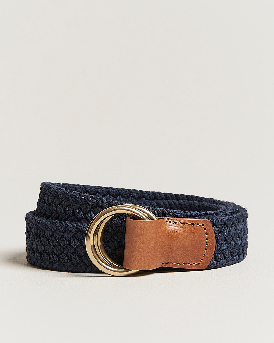 Herr | Anderson's Woven Cotton Belt Navy | Anderson's | Woven Cotton Belt Navy