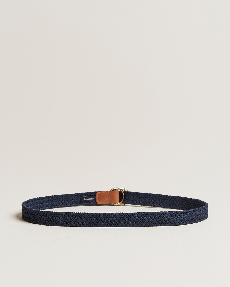 Herr | Flätade bälten | Anderson's | Woven Cotton Belt Navy