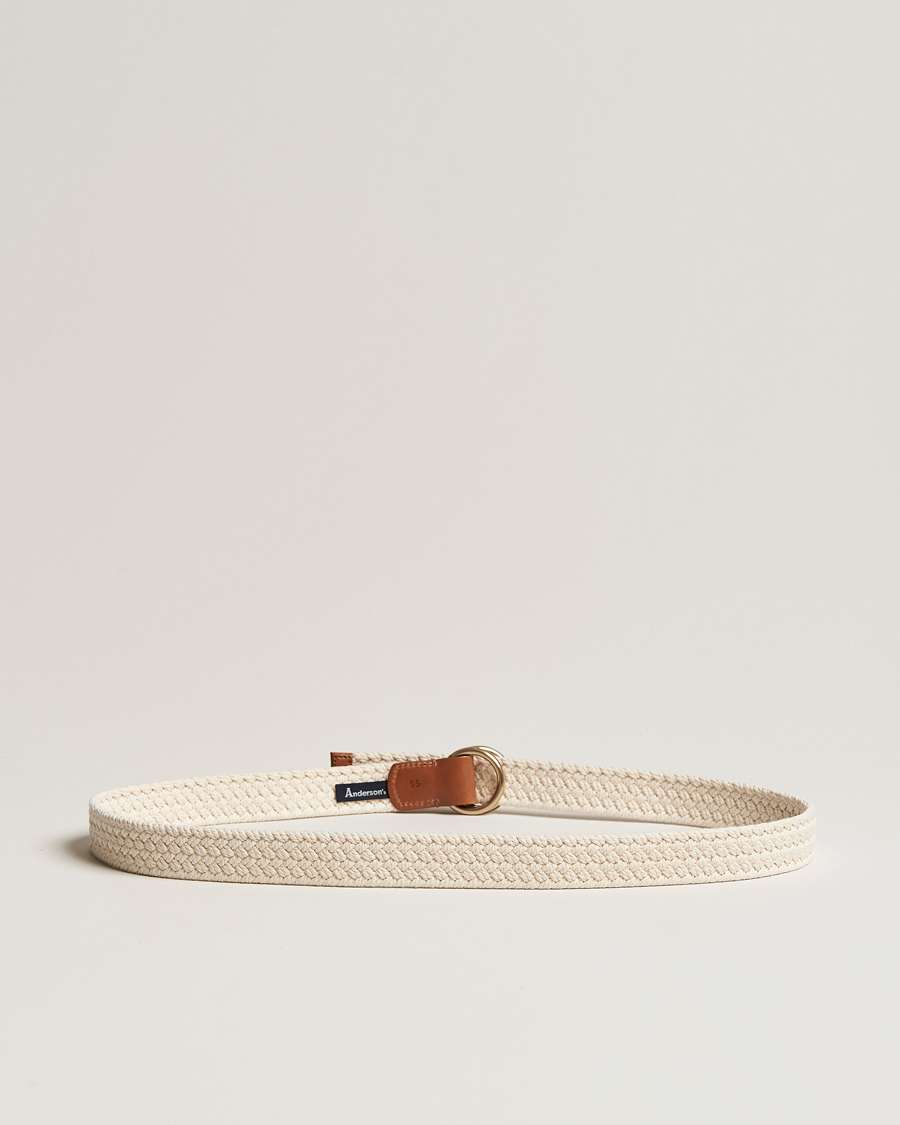 Herr | Bälten | Anderson's | Woven Cotton Belt Off White