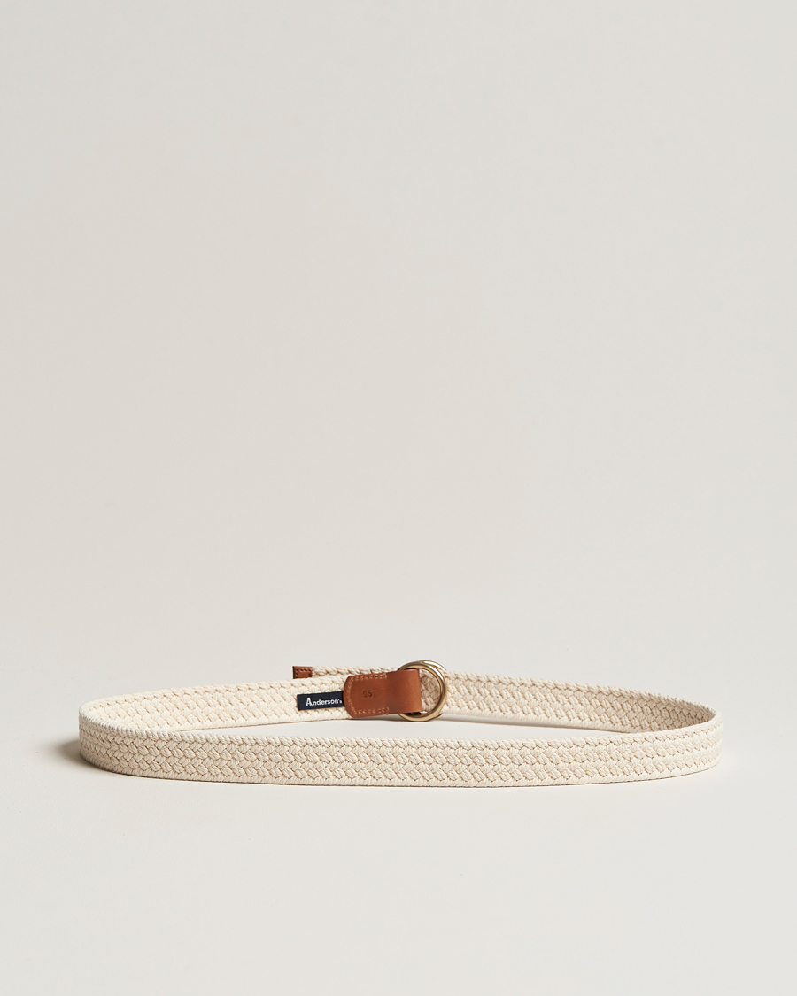 Herr | Anderson's Woven Cotton Belt Off White | Anderson's | Woven Cotton Belt Off White
