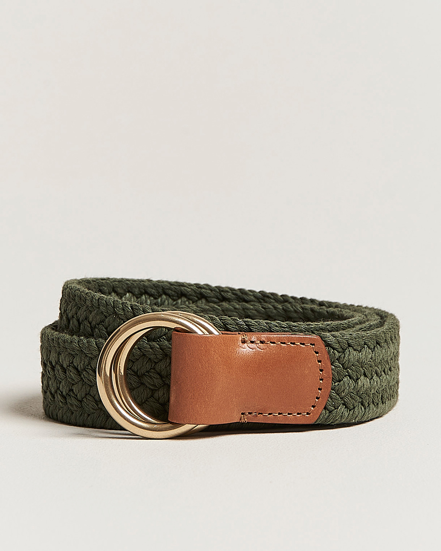 Herr | Anderson's Woven Cotton Belt Green | Anderson's | Woven Cotton Belt Green