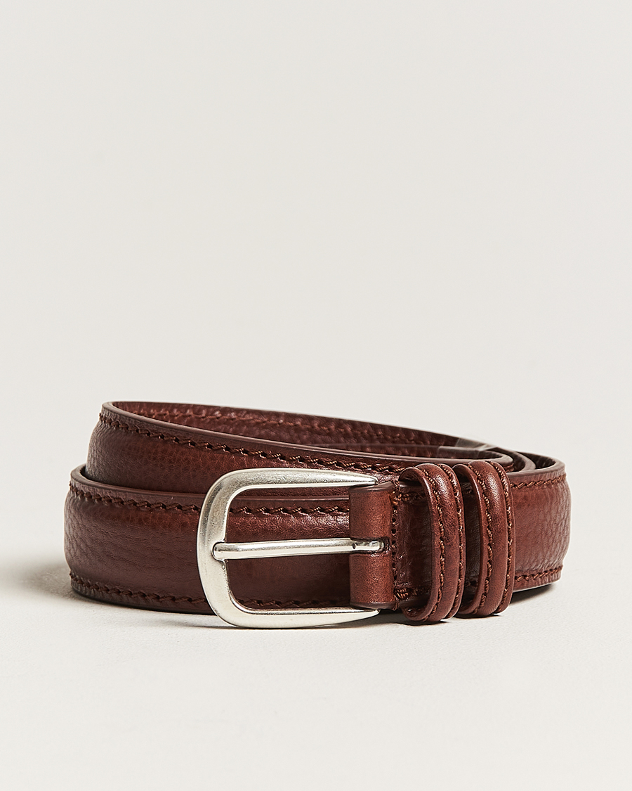 Herr | Släta bälten | Anderson's | Grained Leather Belt 3 cm Brown