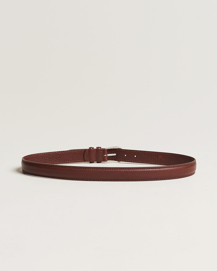 Herr | Släta bälten | Anderson's | Grained Leather Belt 3 cm Brown