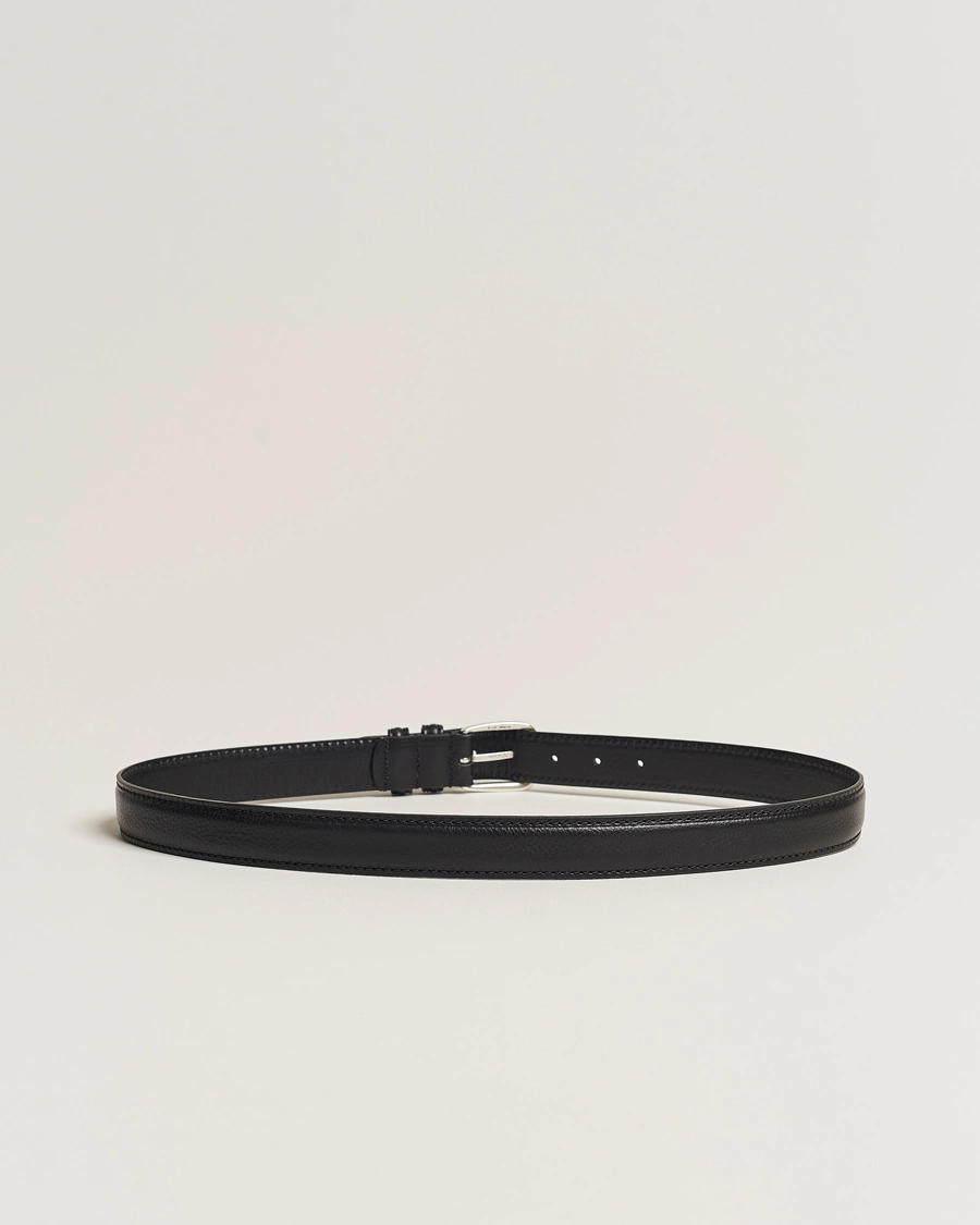 Herr | Släta bälten | Anderson's | Grained Leather Belt 3 cm Black