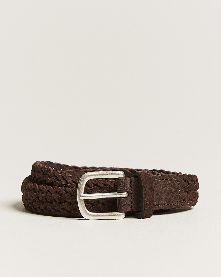Herr | Anderson's Woven Suede Belt 2,5 cm Brown | Anderson's | Woven Suede Belt 2,5 cm Brown