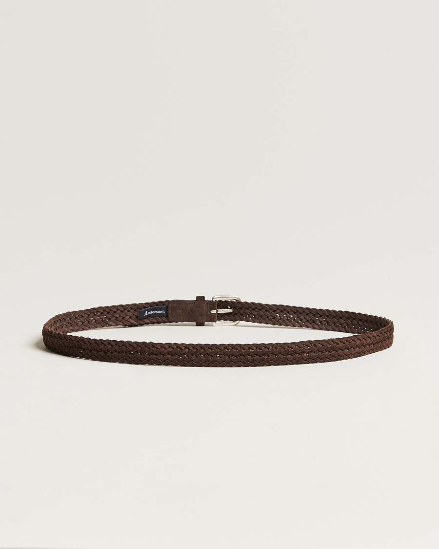 Herr | Anderson's Woven Suede Belt 2,5 cm Brown | Anderson's | Woven Suede Belt 2,5 cm Brown