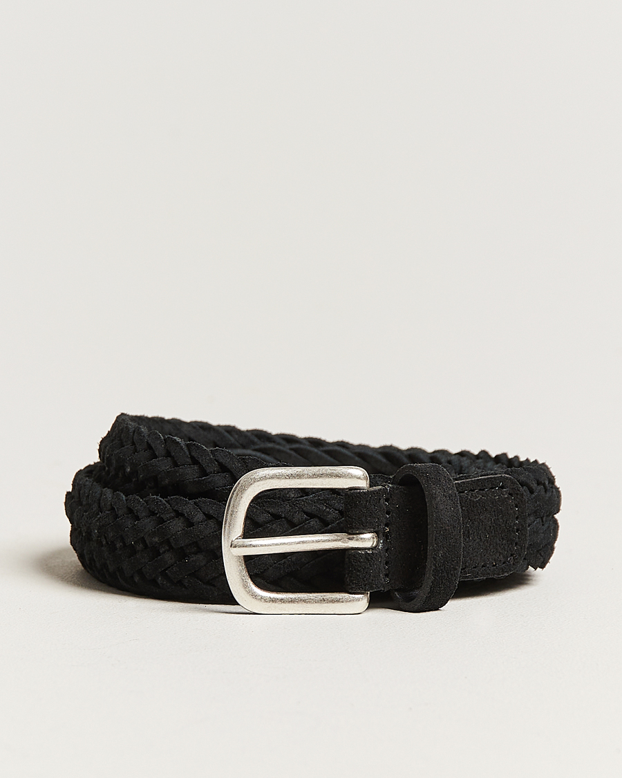 Herr | Anderson's | Anderson's | Woven Suede Belt 2,5 cm Black