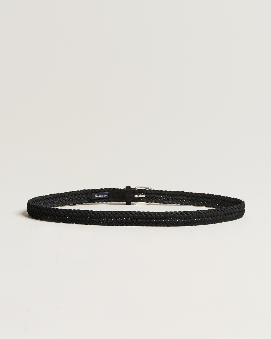 Herr | Anderson's Woven Suede Belt 2,5 cm Black | Anderson's | Woven Suede Belt 2,5 cm Black