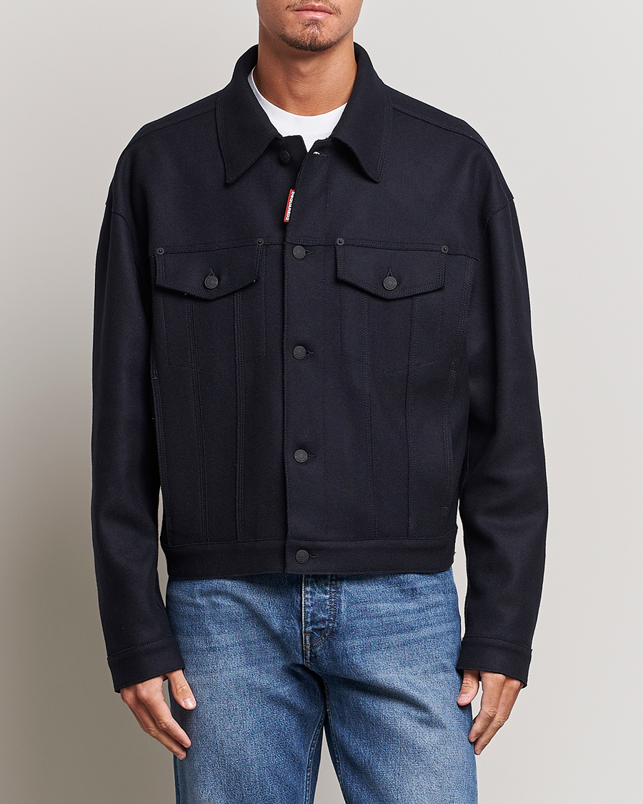 Herr | Jackor | Dsquared2 | Felt Wool Bomber Jacket Navy