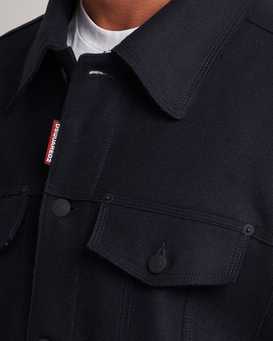 Herr | Jackor | Dsquared2 | Felt Wool Bomber Jacket Navy