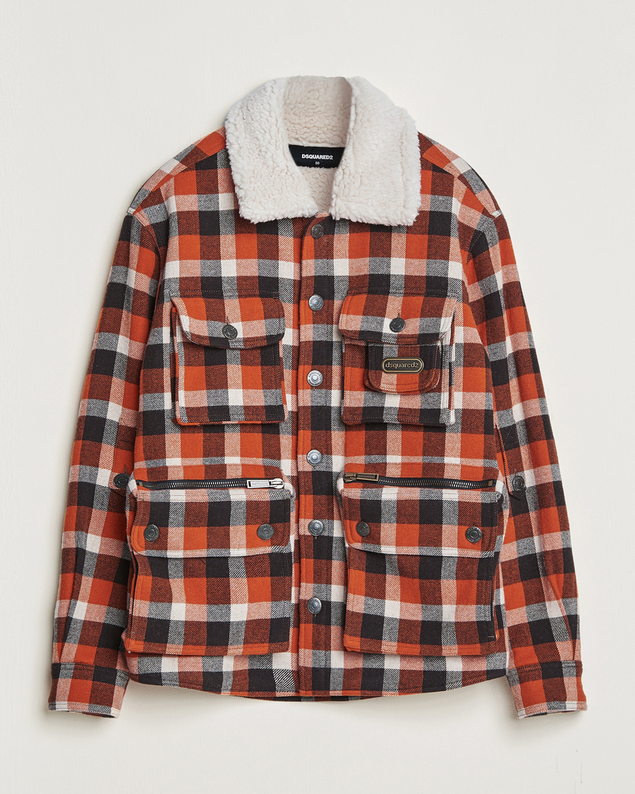 Herr | Jackor | Dsquared2 | Flannel Check Wool Jacket Rust/Blue