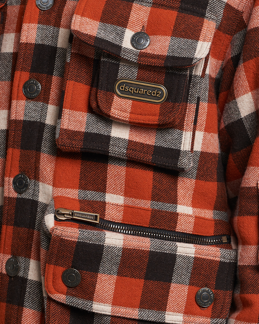 Herr | Jackor | Dsquared2 | Flannel Check Wool Jacket Rust/Blue