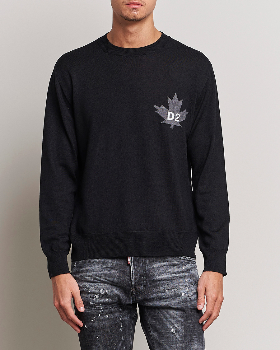 Herr | Dsquared2 | Dsquared2 | D2 Leaf Knitted Sweatshirt Black