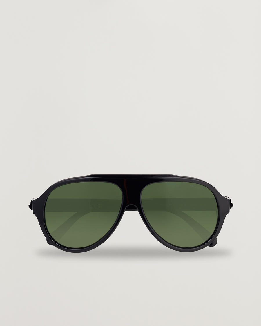 Herr | Moncler Lunettes Caribb Sunglasses Shiny Black/Green | Moncler Lunettes | Caribb Sunglasses Shiny Black/Green