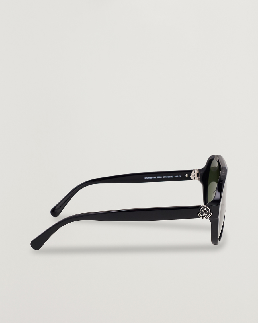 Herr | Moncler Lunettes Caribb Sunglasses Shiny Black/Green | Moncler Lunettes | Caribb Sunglasses Shiny Black/Green