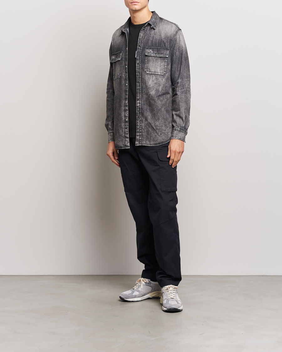 Herr | Skjortor | Dsquared2 | Tab Collar Denim Shirt Washed Grey