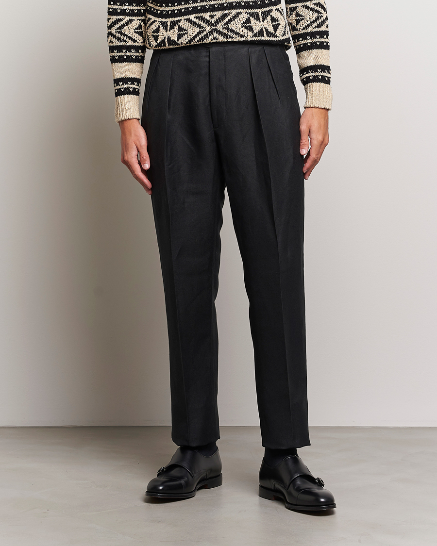 Herr | Byxor | Ralph Lauren Purple Label | Byron Pleated Trousers Black
