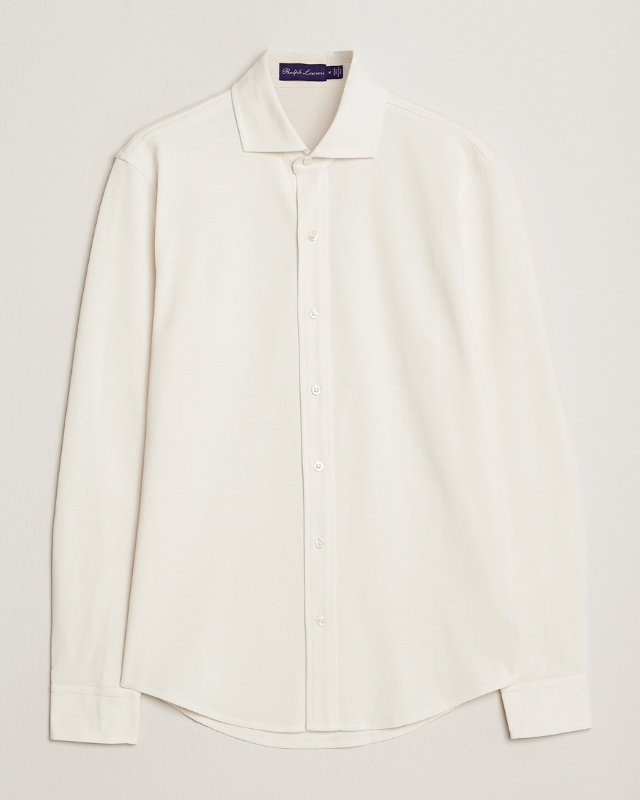 Herr | Skjortor | Ralph Lauren Purple Label | Washed Cotton Pique Shirt Cream
