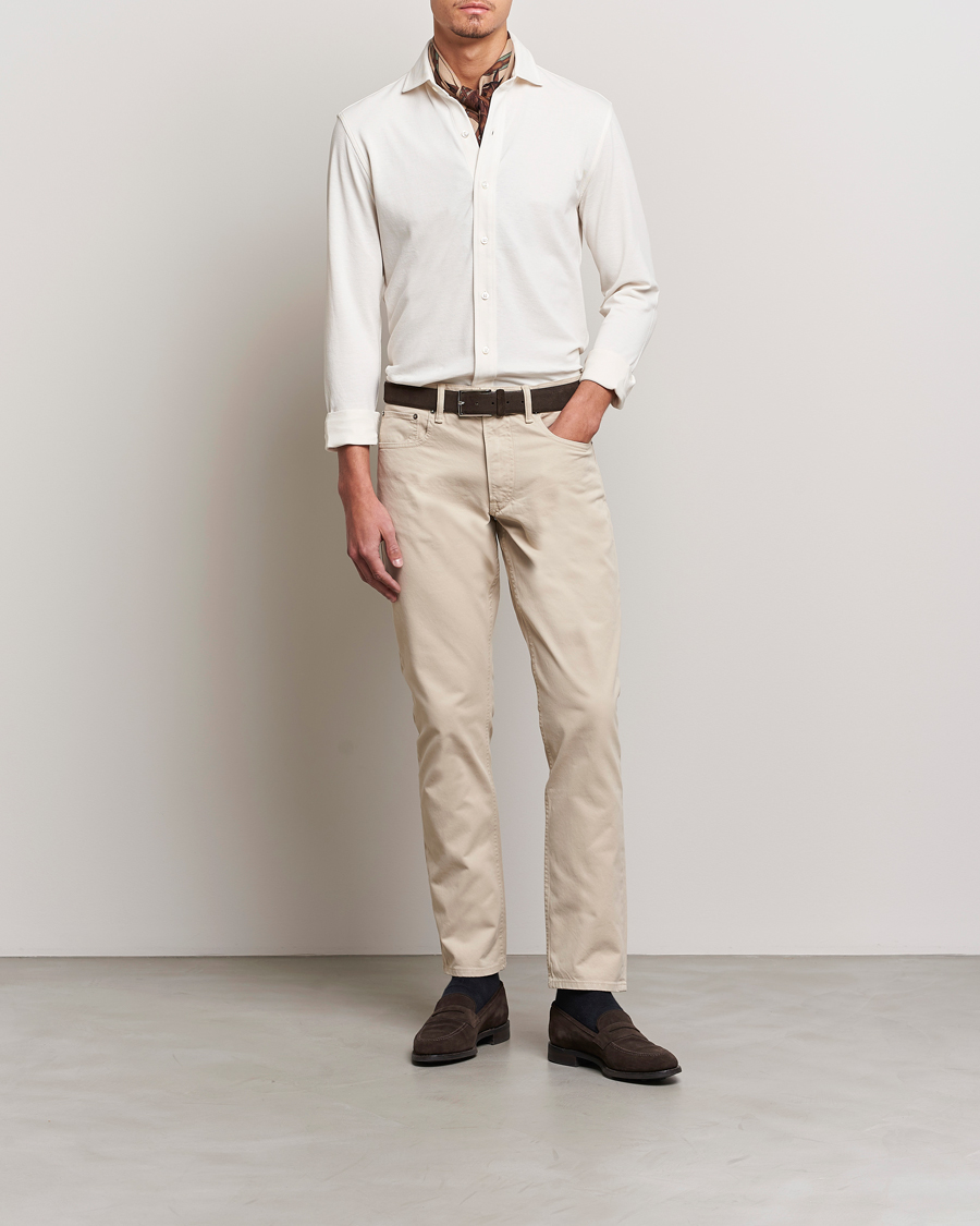 Herr | Skjortor | Ralph Lauren Purple Label | Washed Cotton Pique Shirt Cream
