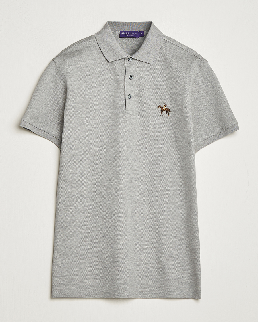 Herr | Pikéer | Ralph Lauren Purple Label | Mercerized Cotton Polo Light Grey Heather