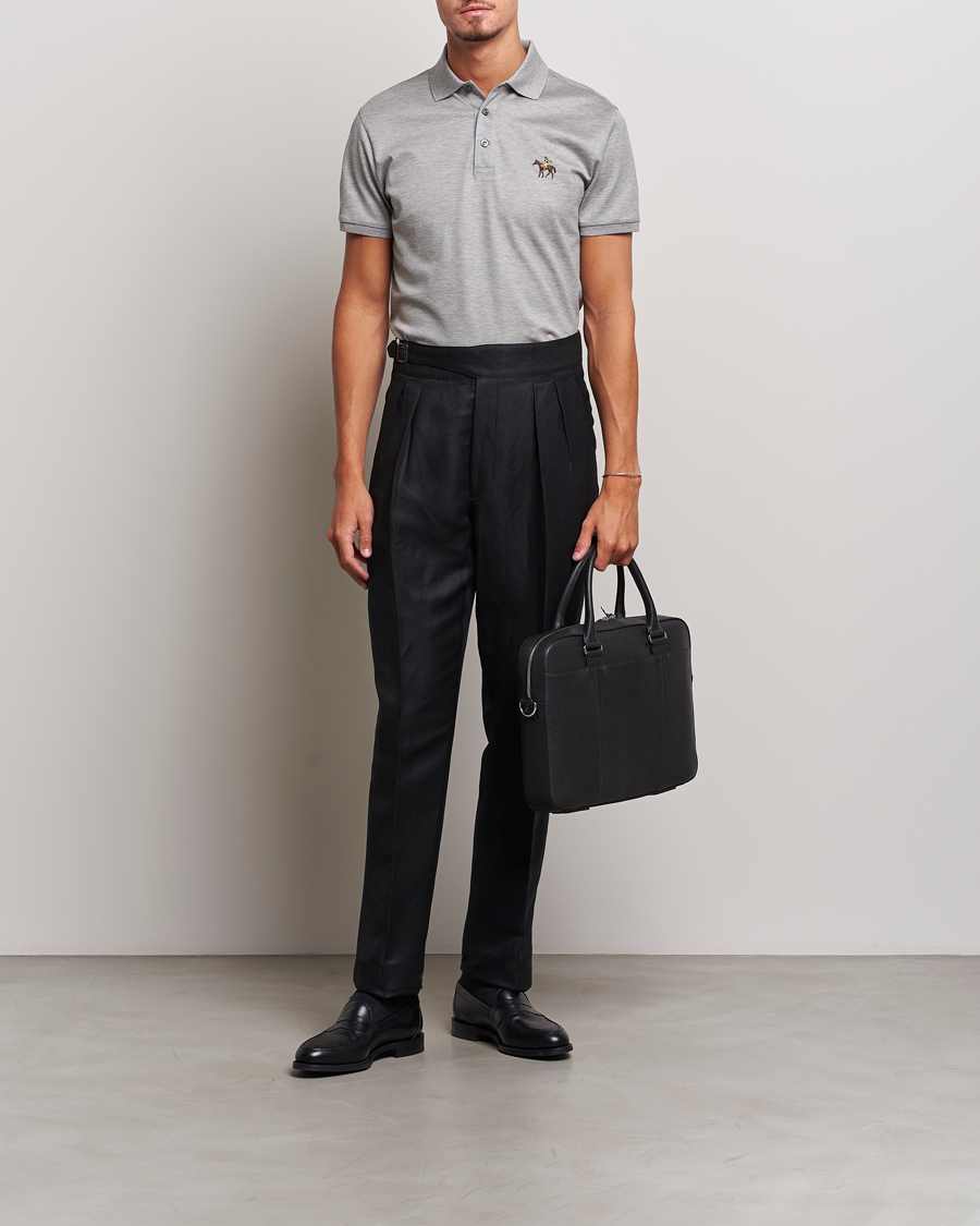 Herr | Pikéer | Ralph Lauren Purple Label | Mercerized Cotton Polo Light Grey Heather