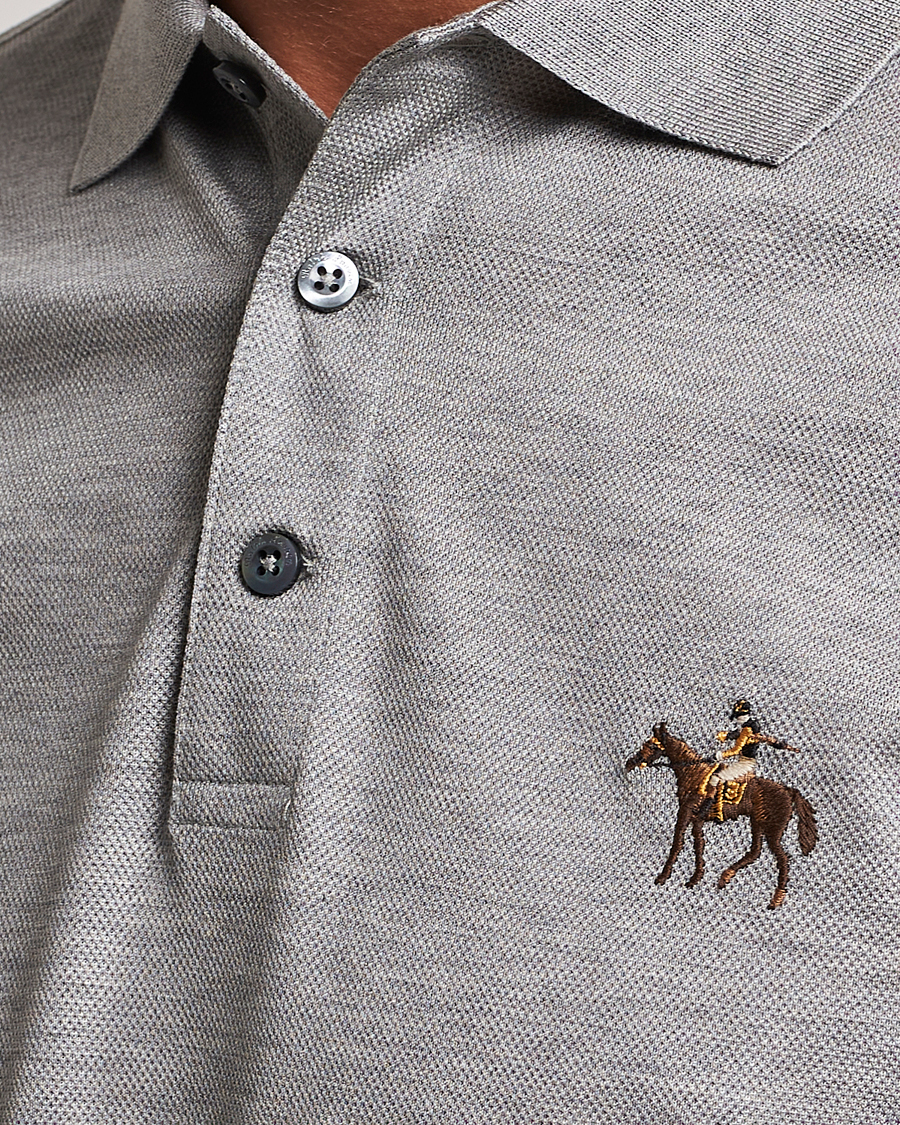 Herr | Pikéer | Ralph Lauren Purple Label | Mercerized Cotton Polo Light Grey Heather