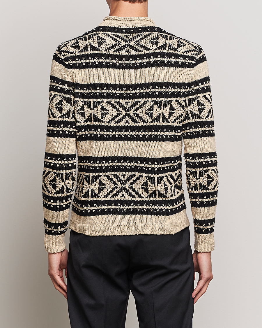 Herr | Tröjor | Ralph Lauren Purple Label | Geo Pattern Sweater Cream
